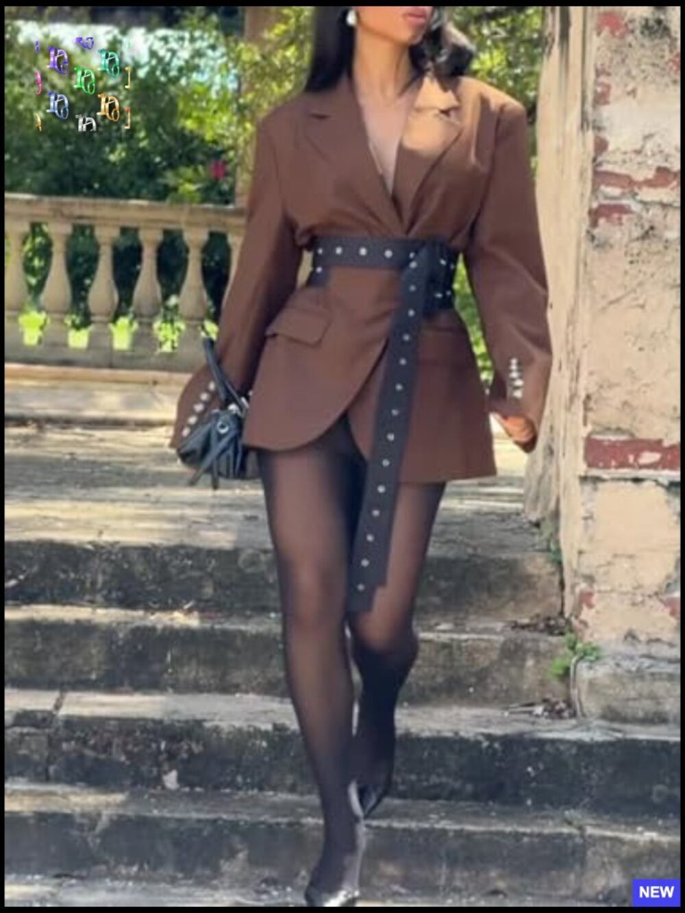 Oversized Blazer Dress Long Sleeve Belted Trench Style Fall Work Office Chic - Picture 4 of 6